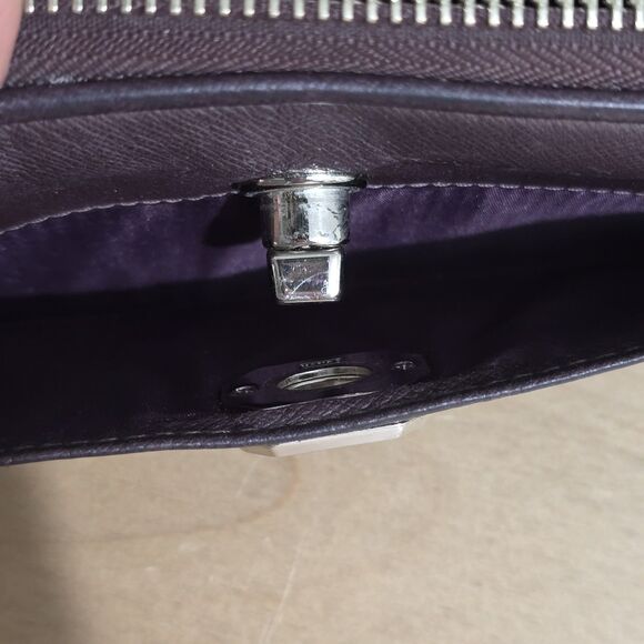 COACH - Continental Wallet - Leather Accordion Zip Around Wallet - Purple - Picture 5 of 7